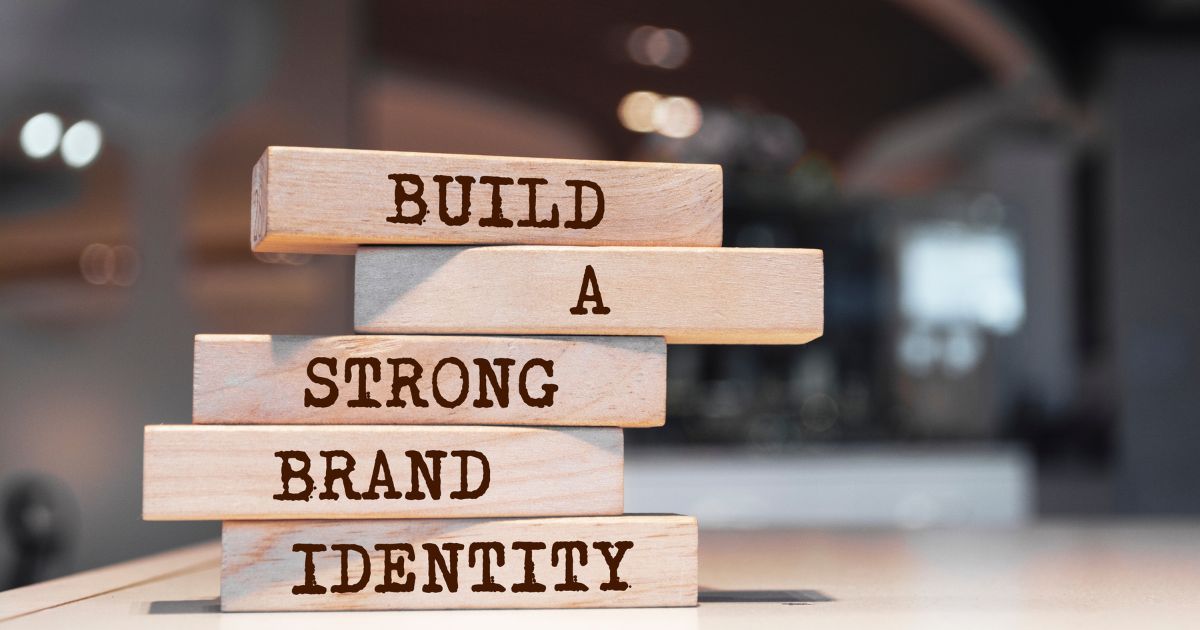 Wooden,blocks,with,words,'build,a,strong,brand,identity'.,business